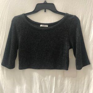 charcoal gray ribbed crop top